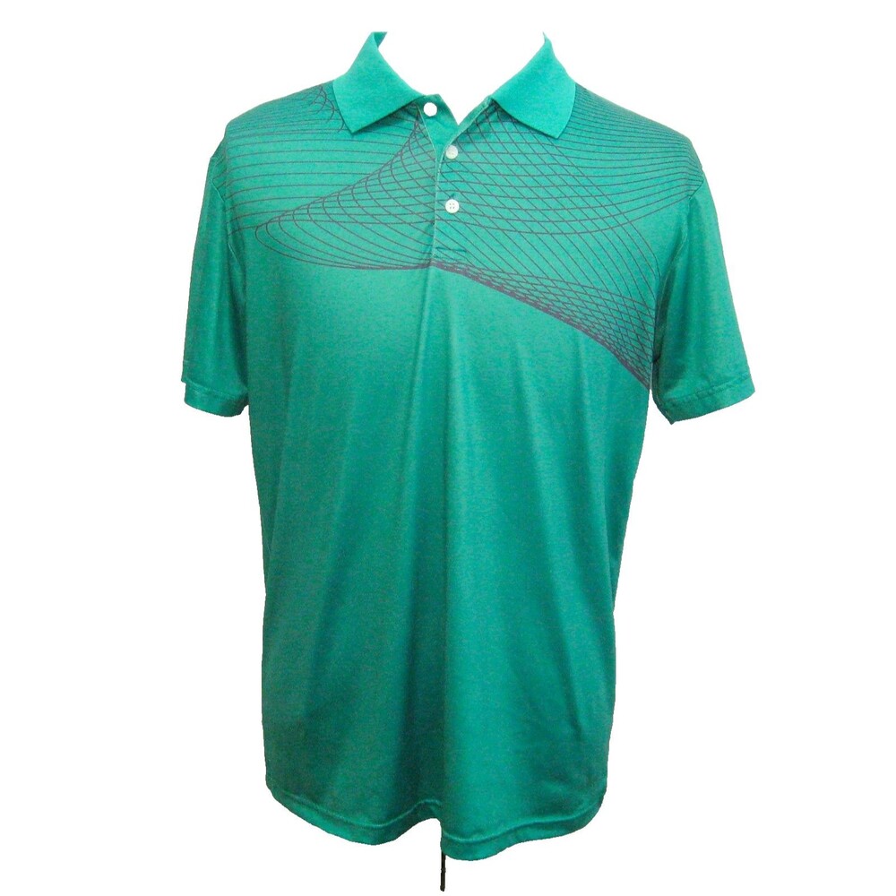Green Tennis Polo Shirt Mens Size Medium Short Sleeve Athletic Golf Graphic Top